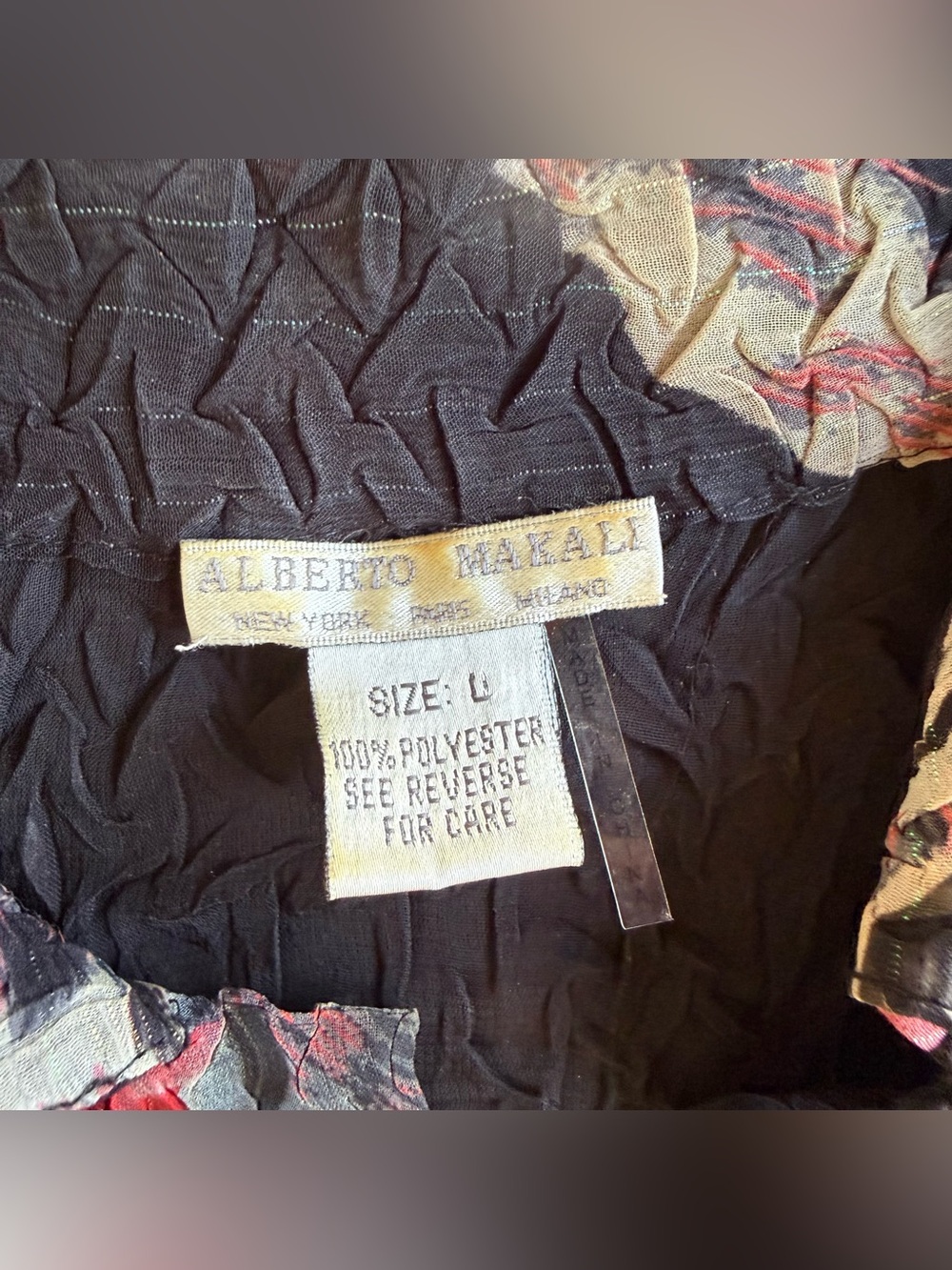 Vintage Alberto Makali Whimsygoth Crinkle Floral Button Front top L 90s Y2K - Picture 3 of 9